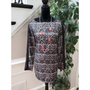 Mossimo Womens Black Polyester Long Sleeve Round Neck Knee Length Dress Size L